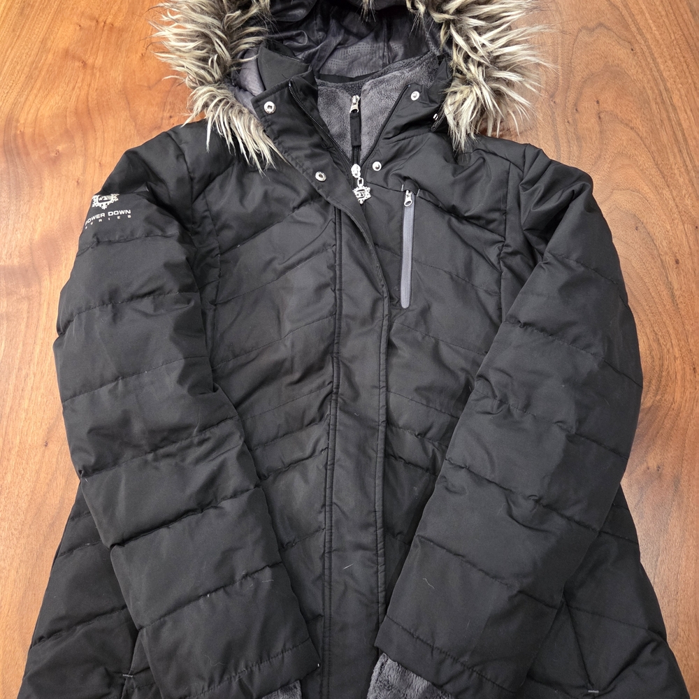 Free Country Black Puffer Jacket with Faux Fur Hood